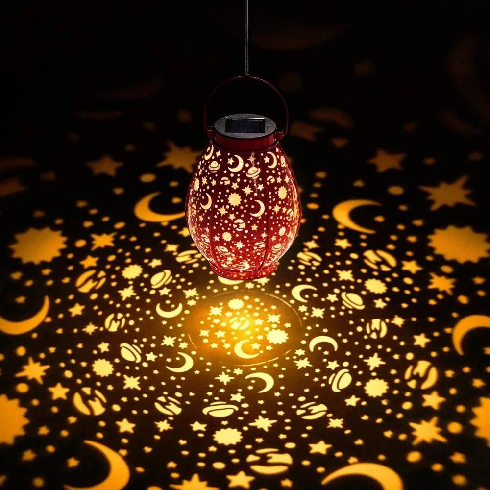 Solar LED Lantern Starry Outdoor Light Waterproof Hanging Metal Garden Decor